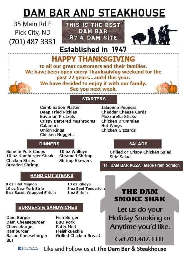 Dam Bar & Steakhouse - Pick City, ND menu_pic