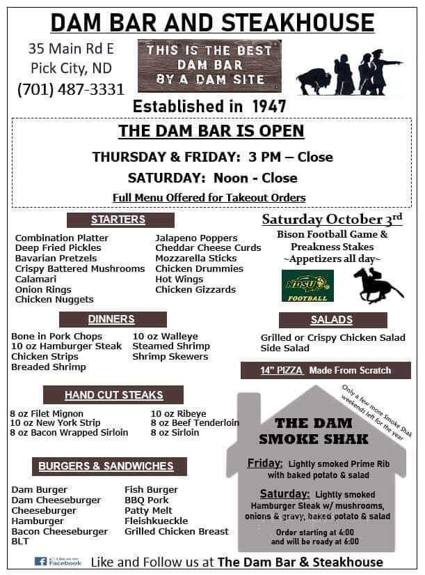 Dam Bar & Steakhouse - Pick City, ND menu_pic