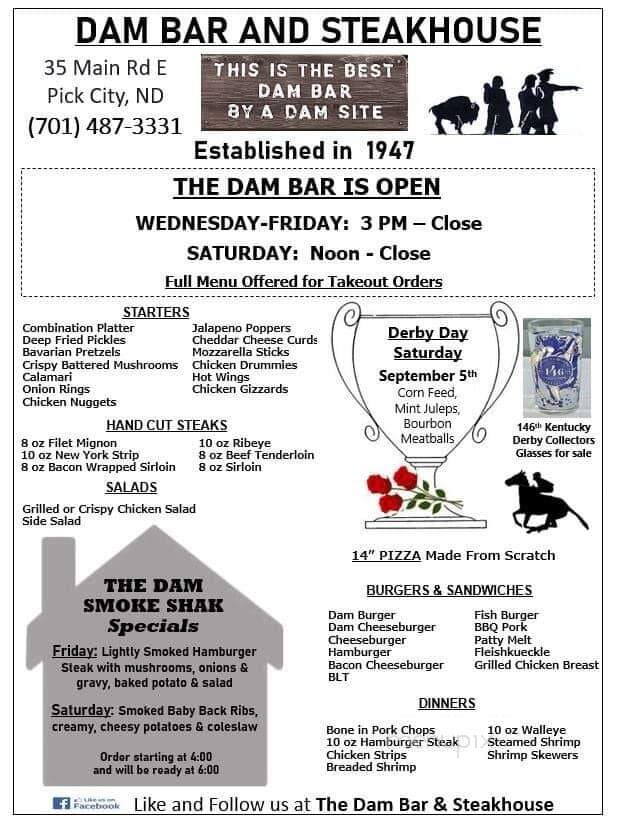 Dam Bar & Steakhouse - Pick City, ND menu_pic