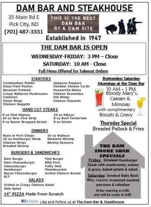 Dam Bar & Steakhouse - Pick City, ND menu_pic