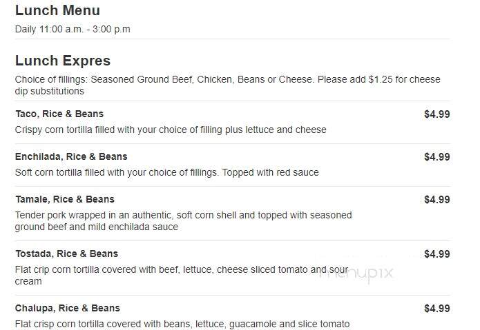 Los Agave's - Eddyville, KY menu_pic