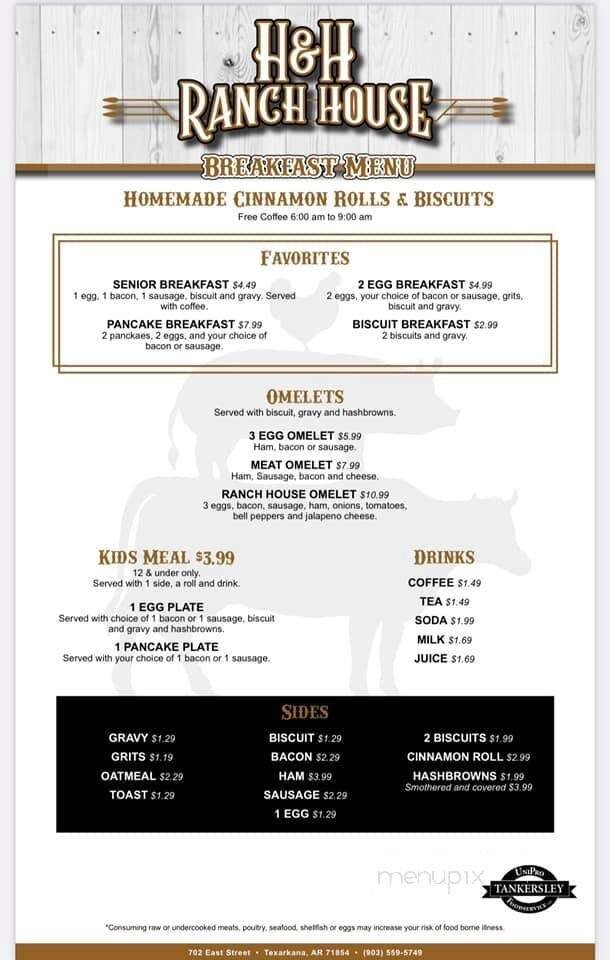 H & H Ranch House - Texarkana, AR menu_pic