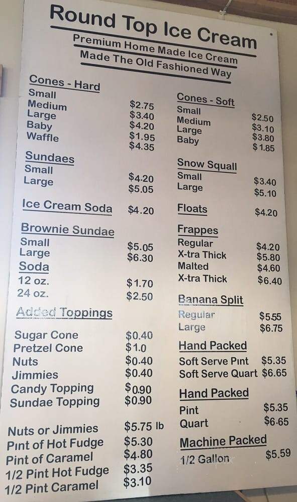 Round Top Ice Cream Stand - Damariscotta, ME menu_pic