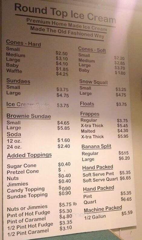 Round Top Ice Cream Stand - Damariscotta, ME menu_pic