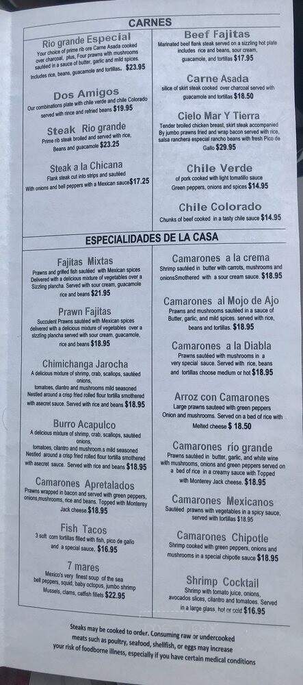 Rio Grande - Coulee Dam, WA menu_pic