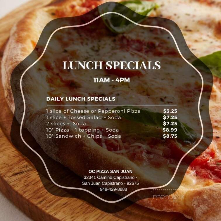 O C Pizza & Pasta - Mission Viejo, CA menu_pic