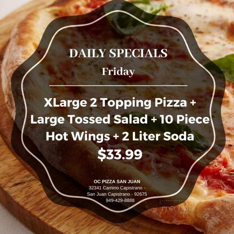 O C Pizza & Pasta - Mission Viejo, CA menu_pic