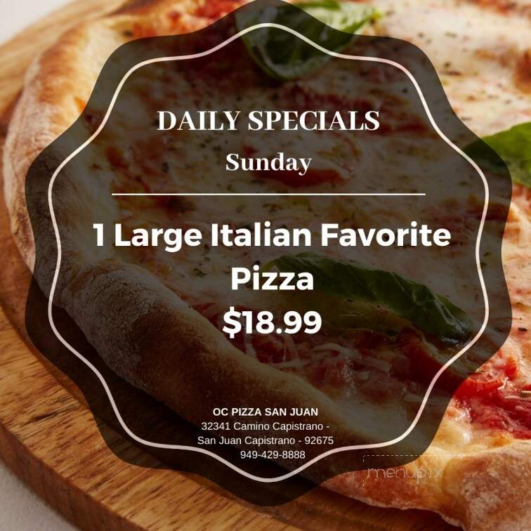 O C Pizza & Pasta - Mission Viejo, CA menu_pic