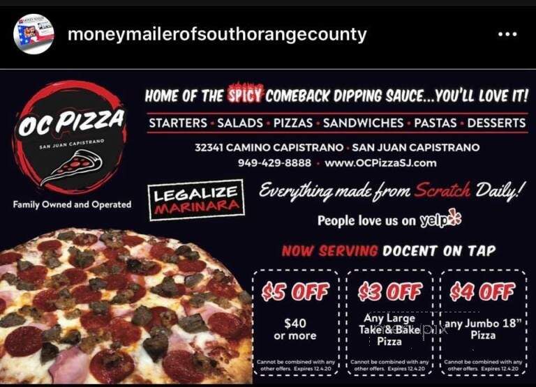 O C Pizza & Pasta - Mission Viejo, CA menu_pic
