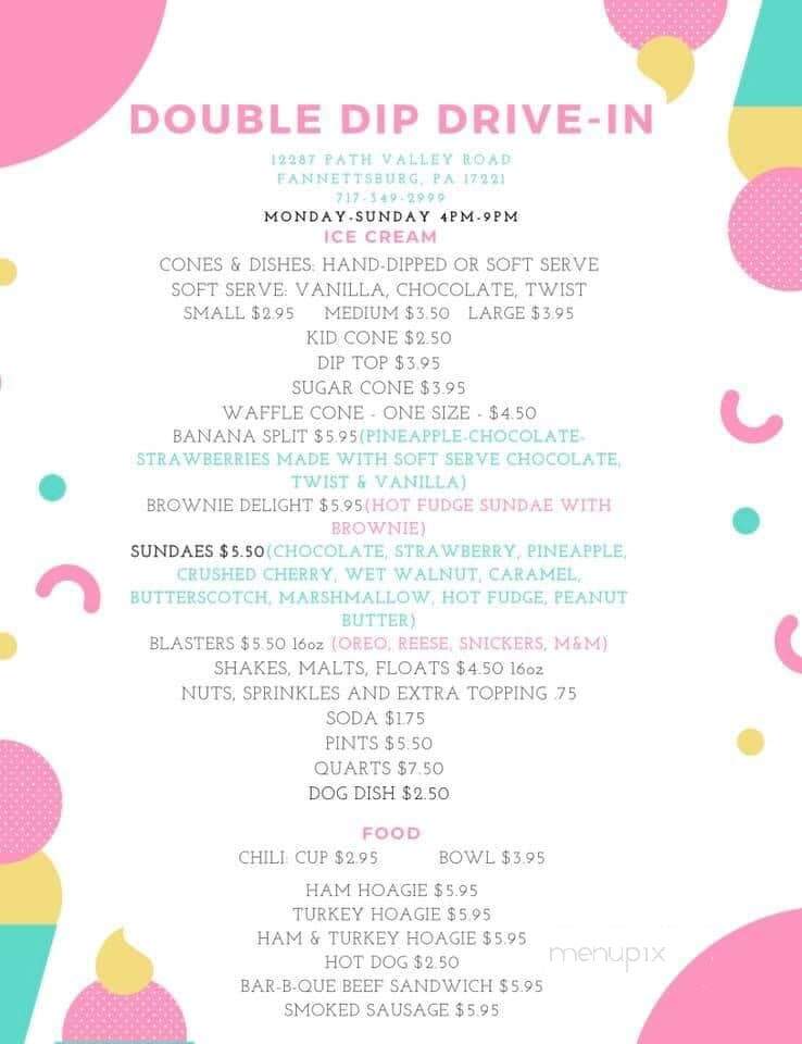 Double Dip Drive-In - Fannettsburg, PA menu_pic