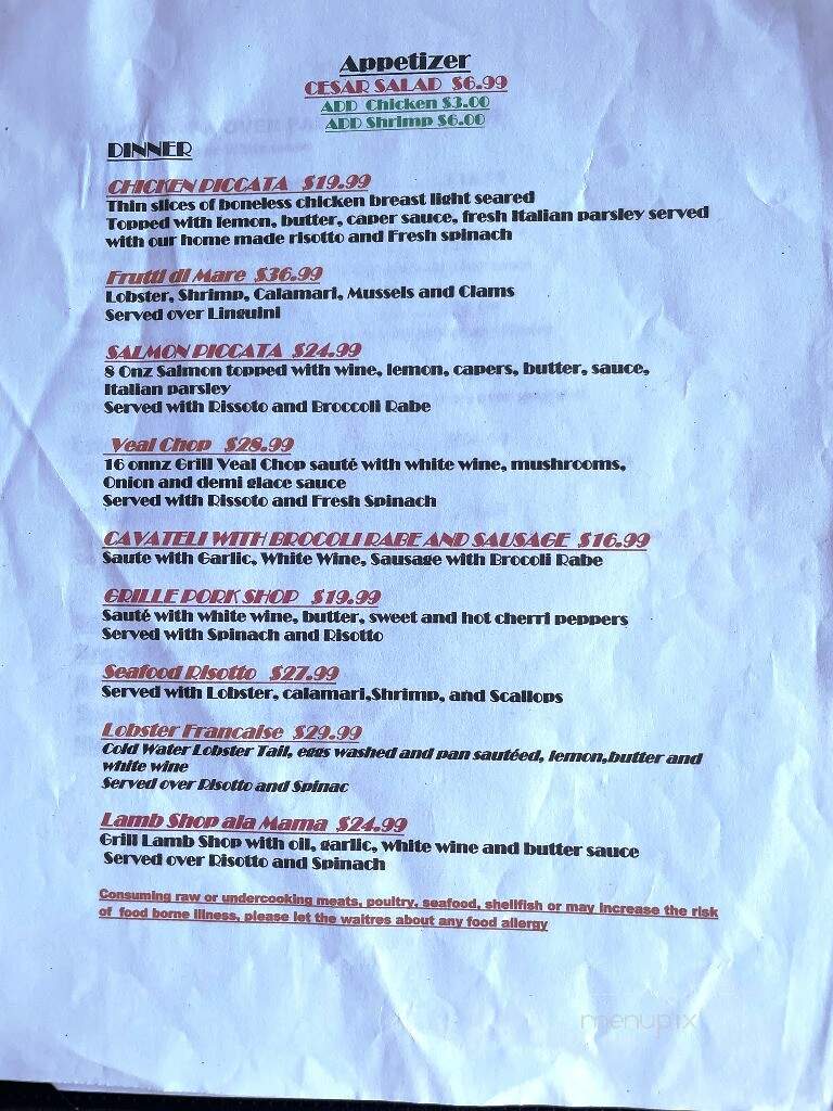 Frank and John from Italy on the Water - Smithfield, RI menu_pic