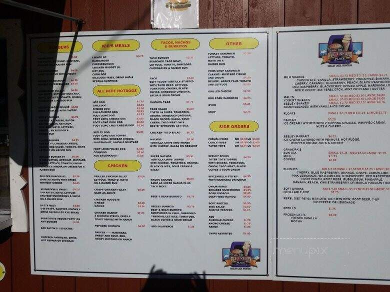 Wbcf Dba Ice Cream Place - Seeley Lake, MT menu_pic