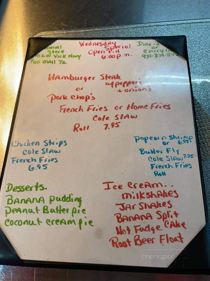 Forbus General Store - Pall Mall, TN menu_pic