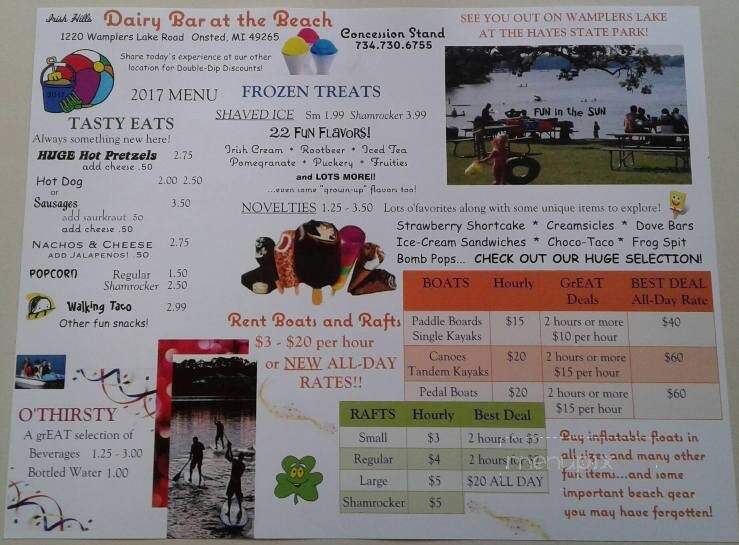 Irish Hills Dairy Bar - Onsted, MI menu_pic