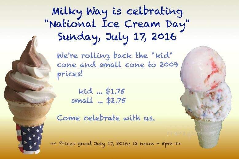 Milky Way Ice Cream & Mini Golf - Villas, NJ menu_pic