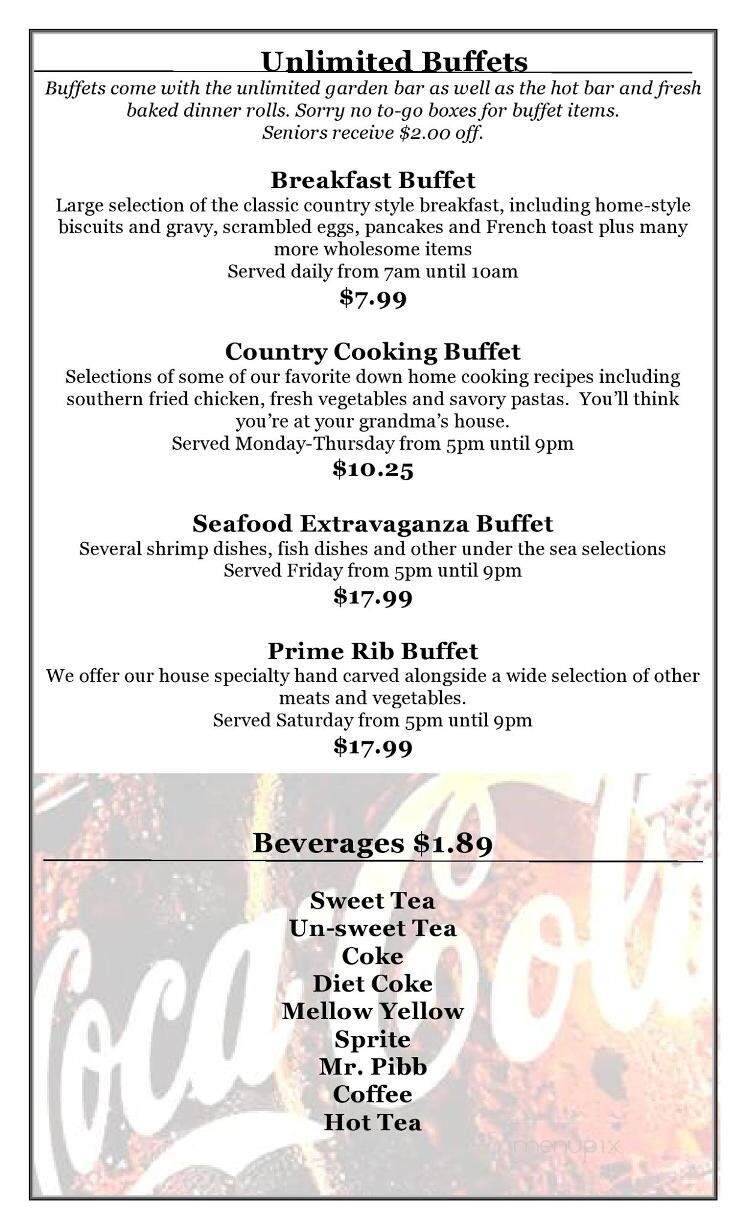 Chestnut Tree Restaurant - Cherokee, NC menu_pic