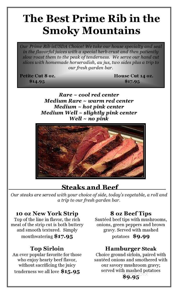 Chestnut Tree Restaurant - Cherokee, NC menu_pic