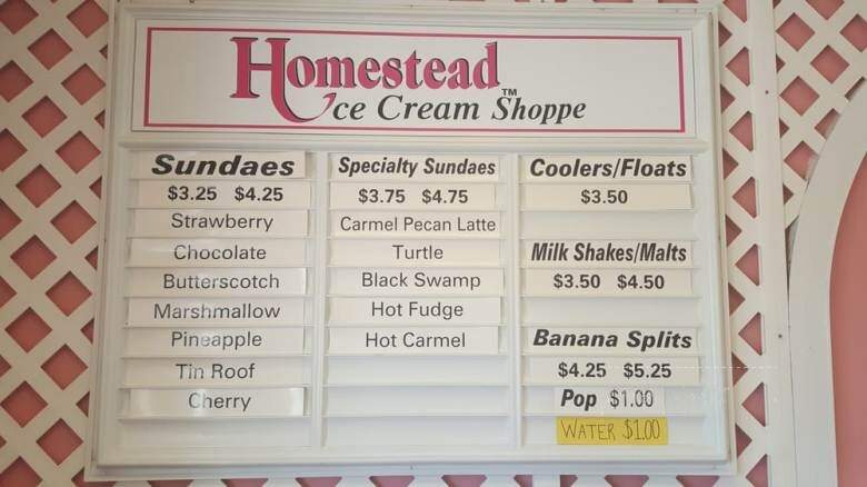 Homestead Ice Cream Shoppe - Archbold, OH menu_pic