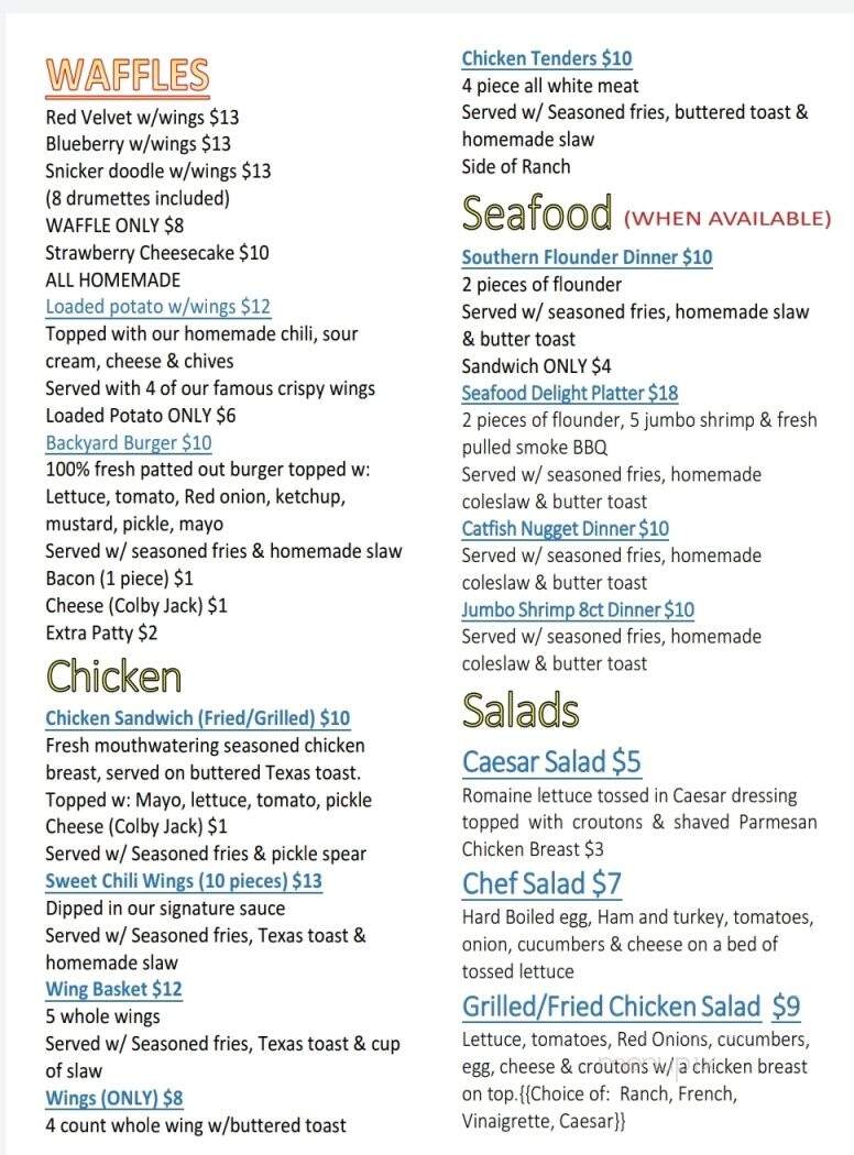Harry's Backyard Foods - McColl, SC menu_pic
