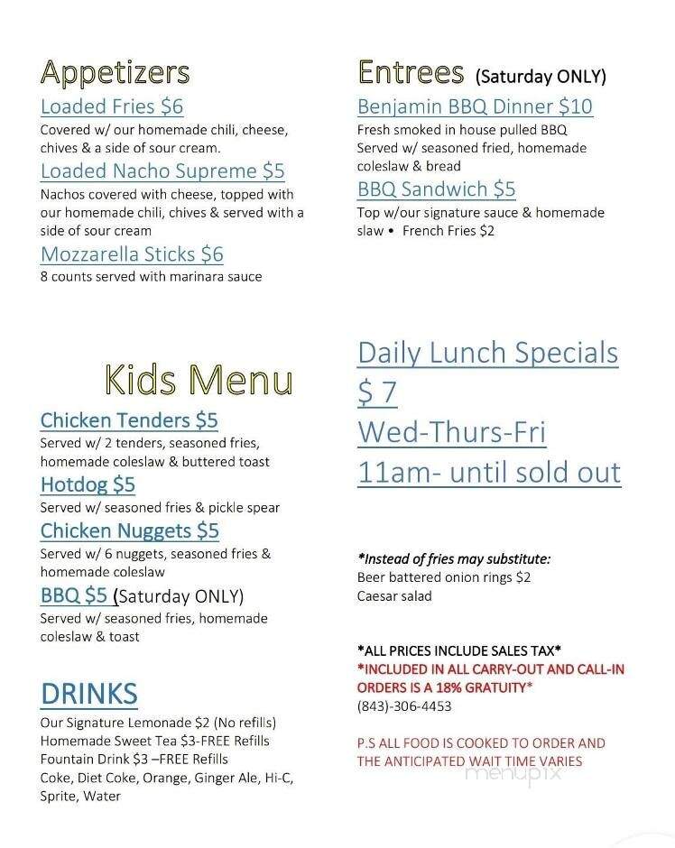 Harry's Backyard Foods - McColl, SC menu_pic