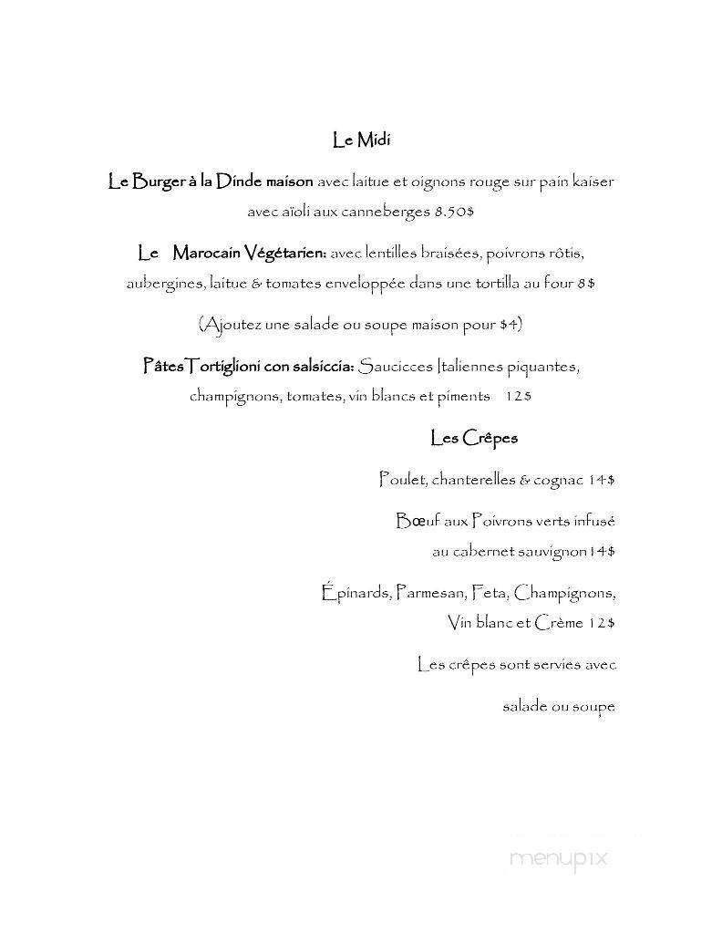 Le Cafe Entre Amis - Montebello, QC menu_pic