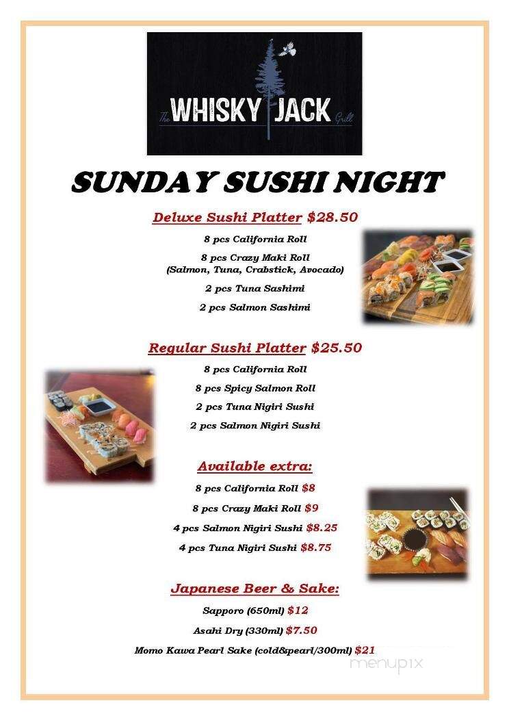 The Whiskey Jack Grill - Jasper, AB menu_pic