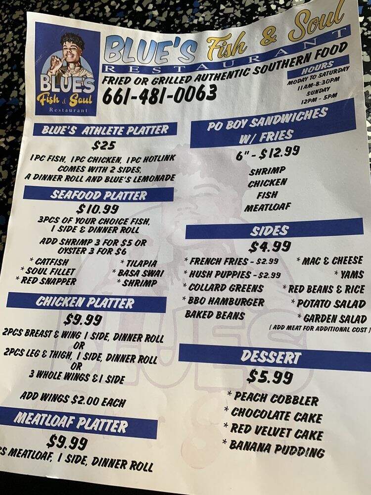 Blue's Fish & Soul - Santa Clarita, CA menu_pic