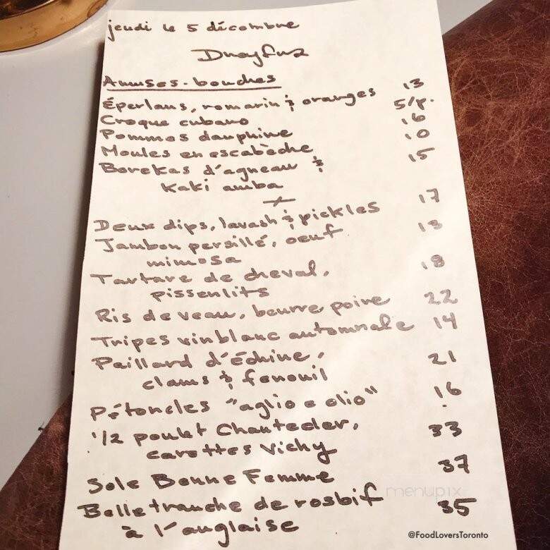 Dreyfus - Toronto, ON menu_pic