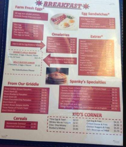 Spanky's Country Restaurant - Newfoundland, PA menu_pic