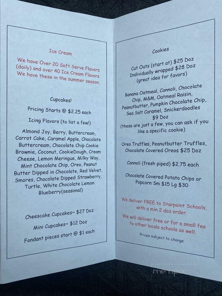 Prohaska's Oh Sugar - Lockport, NY menu_pic