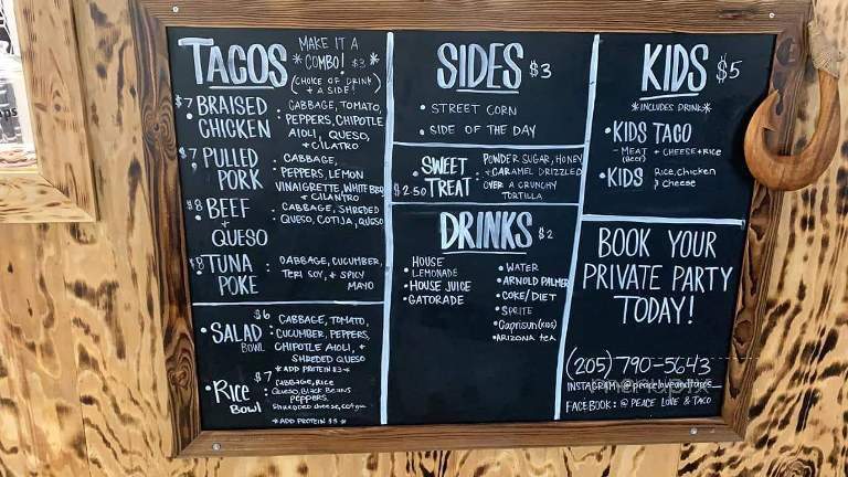 Peace Love &Taco - Gulf Shores, AL menu_pic