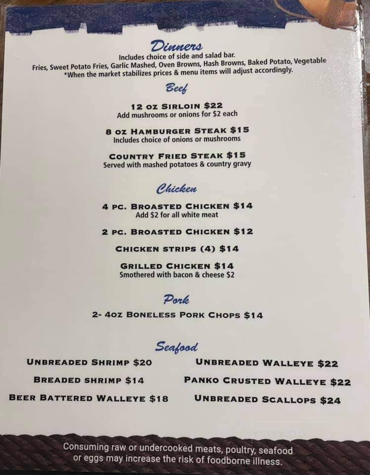 Whitlock Bay Supper Club - Gettysburg, SD menu_pic