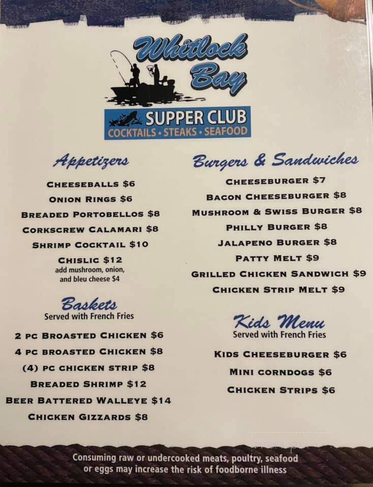 Whitlock Bay Supper Club - Gettysburg, SD menu_pic