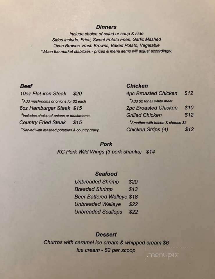 Whitlock Bay Supper Club - Gettysburg, SD menu_pic