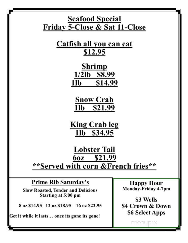 Tierney's Duck Inn - Lake Dallas, TX menu_pic