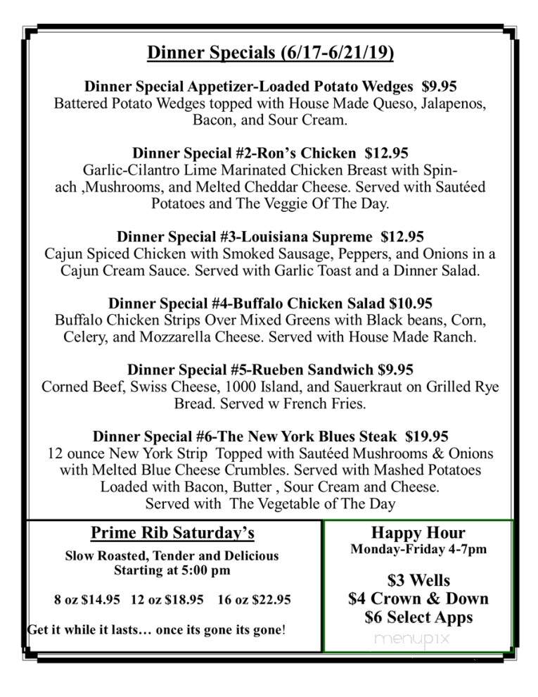Tierney's Duck Inn - Lake Dallas, TX menu_pic