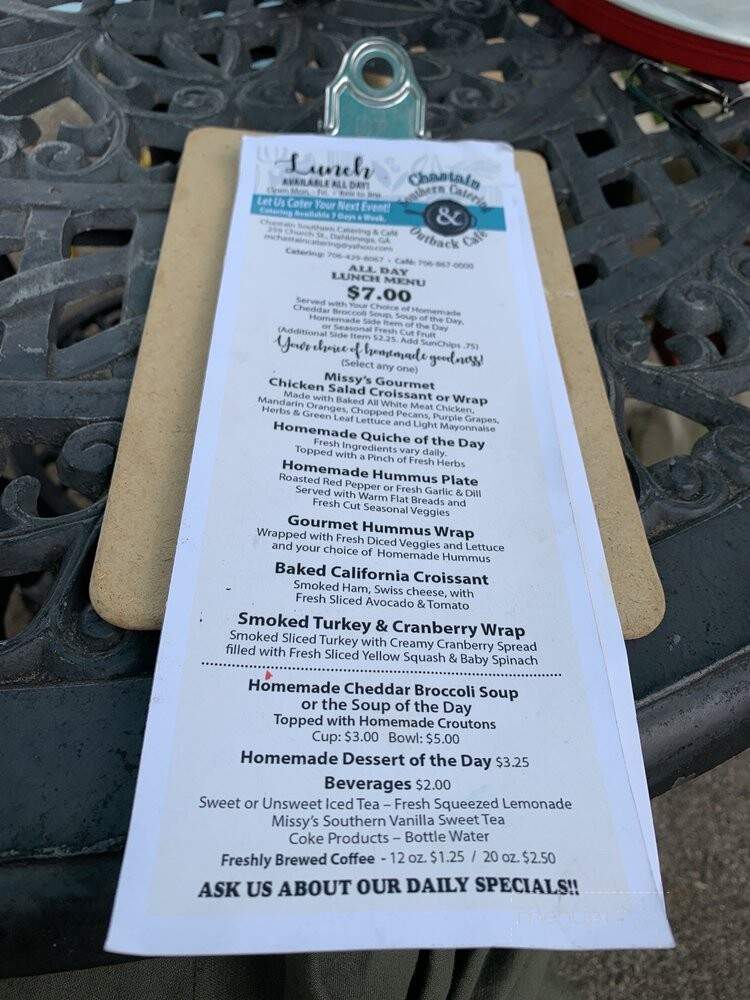 Chastain Southern Catering & Outback Cafe - Dahlonega, GA menu_pic