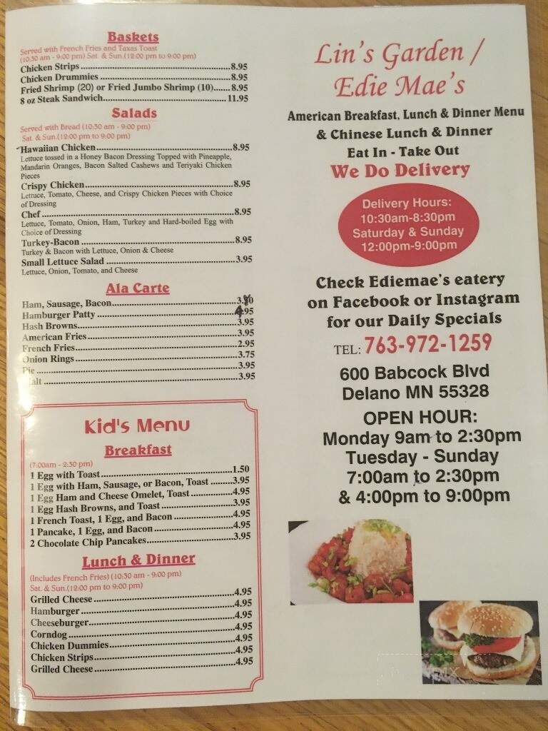 Edie Mae's Eatery - Delano, MN menu_pic