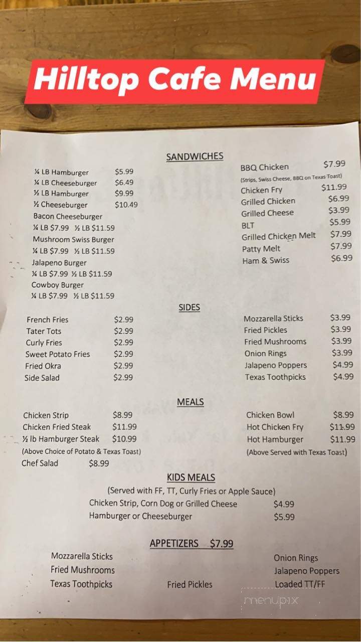 Hilltop Restaurant & Steak - Cedar Vale, KS menu_pic