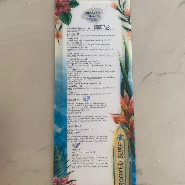 The Crooked Surf - Kapaa, HI menu_pic