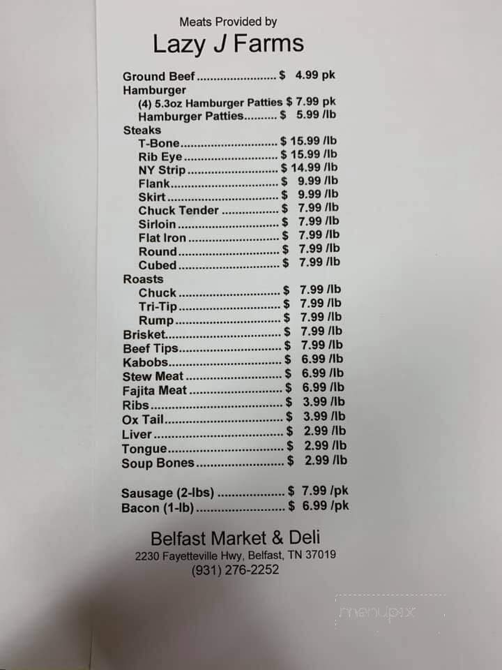 Belfast Market & Deli - Belfast, TN menu_pic