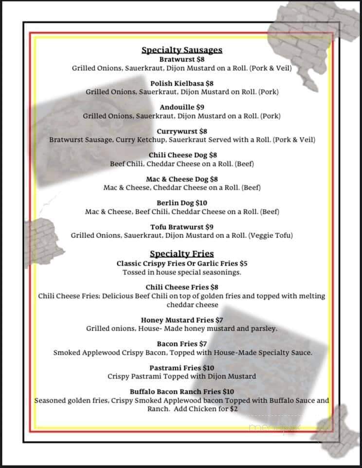 Taste Of Berlin Food Truck - Summerville, SC menu_pic