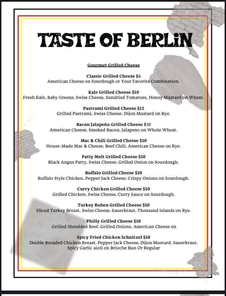 Taste Of Berlin Food Truck - Summerville, SC menu_pic