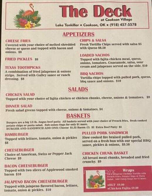The Deck at Cookson Village - Cookson, OK menu_pic