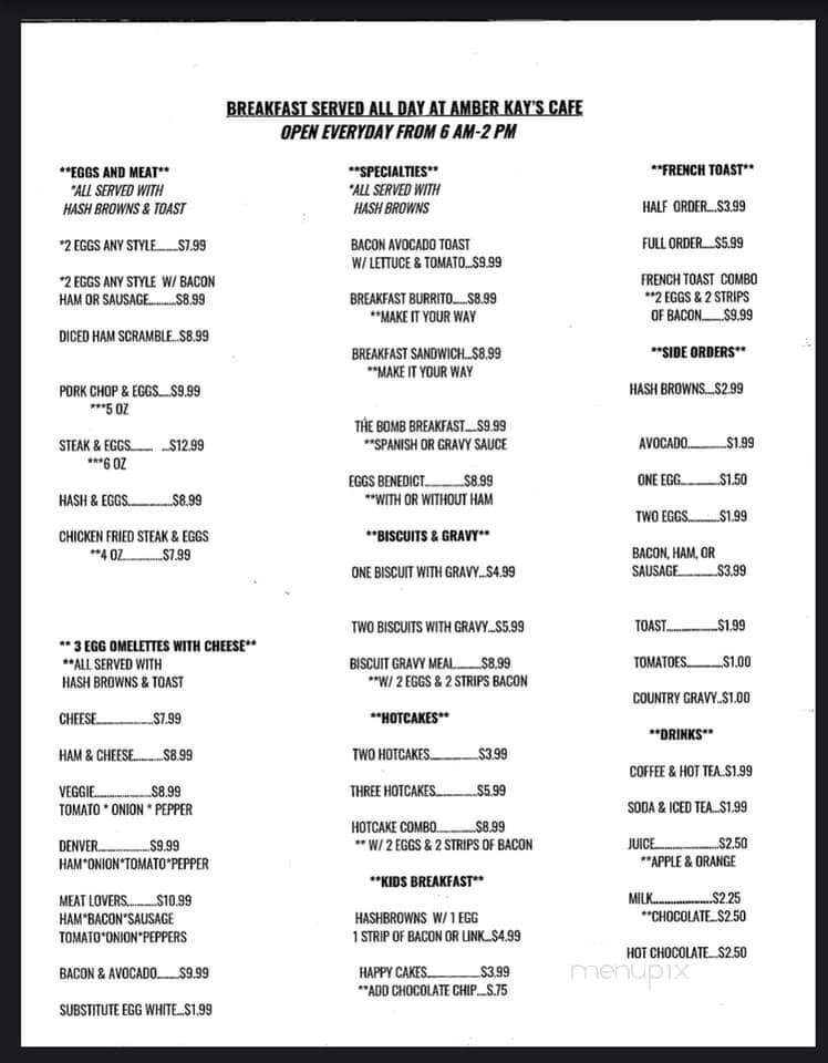 Amber Kay's Cafe - Cedar City, UT menu_pic