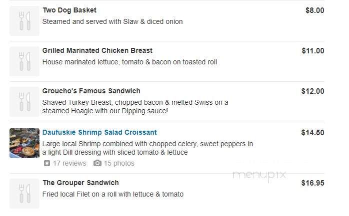 Lucy Bell's Cafe - Daufuskie Island, SC menu_pic
