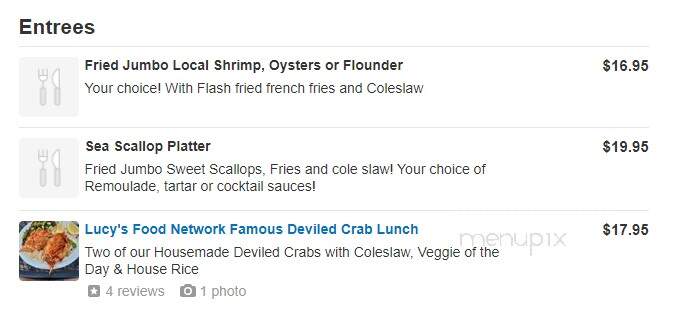 Lucy Bell's Cafe - Daufuskie Island, SC menu_pic