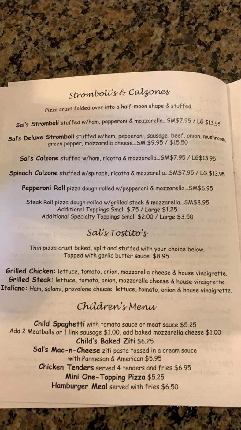 Sal's - Fork Union, VA menu_pic