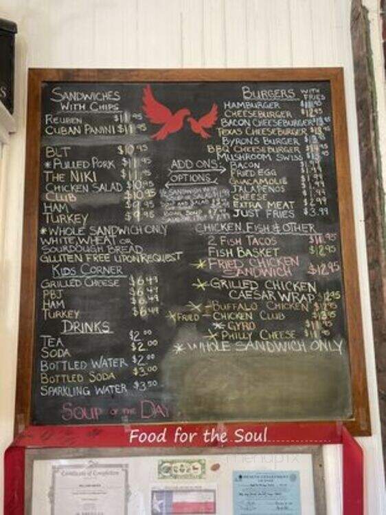Food For The Soul Bistro - Comfort, TX menu_pic