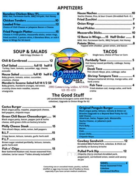 Desert Penguin Bar and Grill - Wellton, AZ menu_pic
